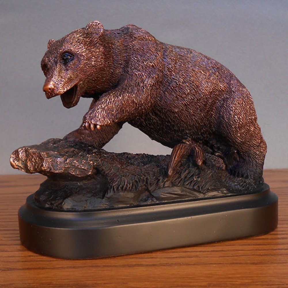 Resin Bear Figurine on Rock – a captivating piece that brings nature's majesty